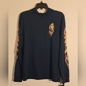 Adidas Navy Blue Hoodie with Flame Design